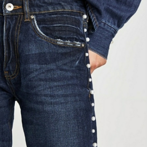 ZARA Cigarette pearls jeans  Sz 4 - Picture 3 of 10